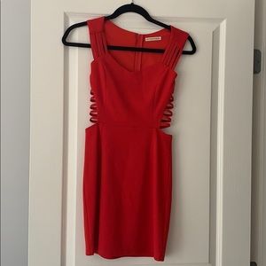 New Red Mini Dress with Cut Outs